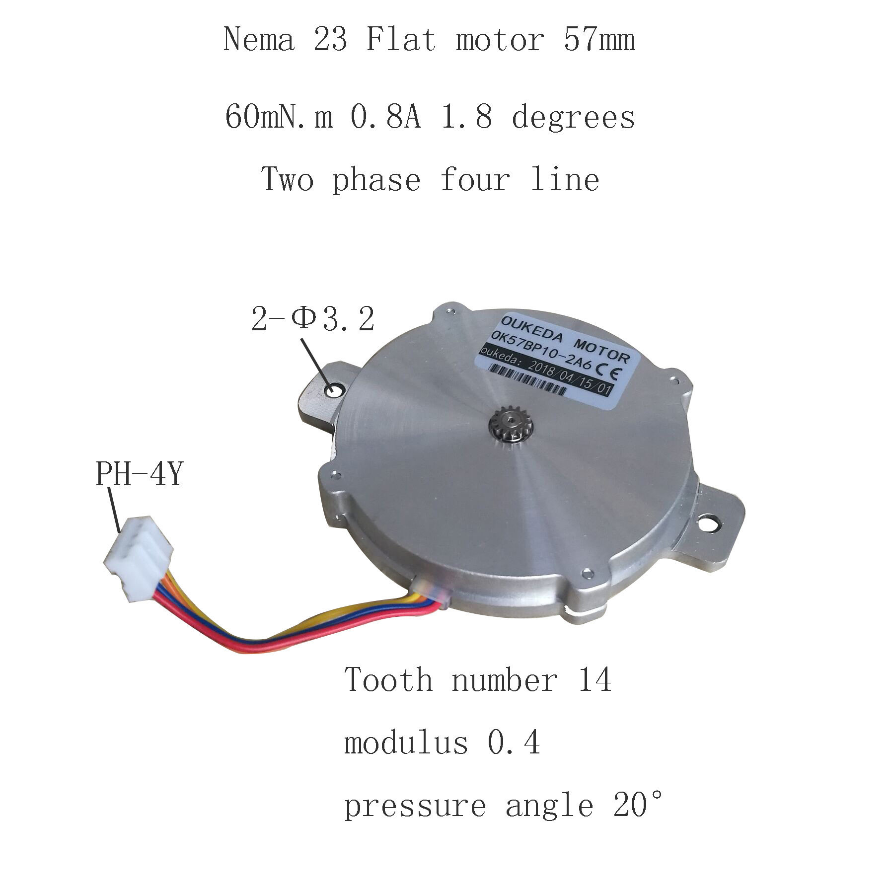 OK57BP10-2A6 57超博电机 Nema23 Flat motor 1.8度 飞达马达