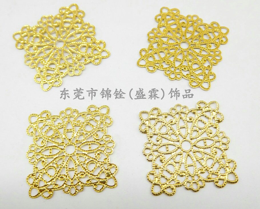 正方形镂空花片冲压片铜片DIY饰品135