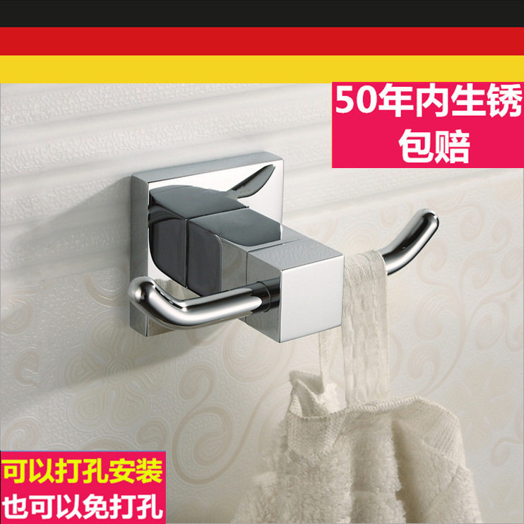 出口德国浴室全铜挂衣钩门后衣帽钩毛巾钩厕所免打孔单挂衣钩