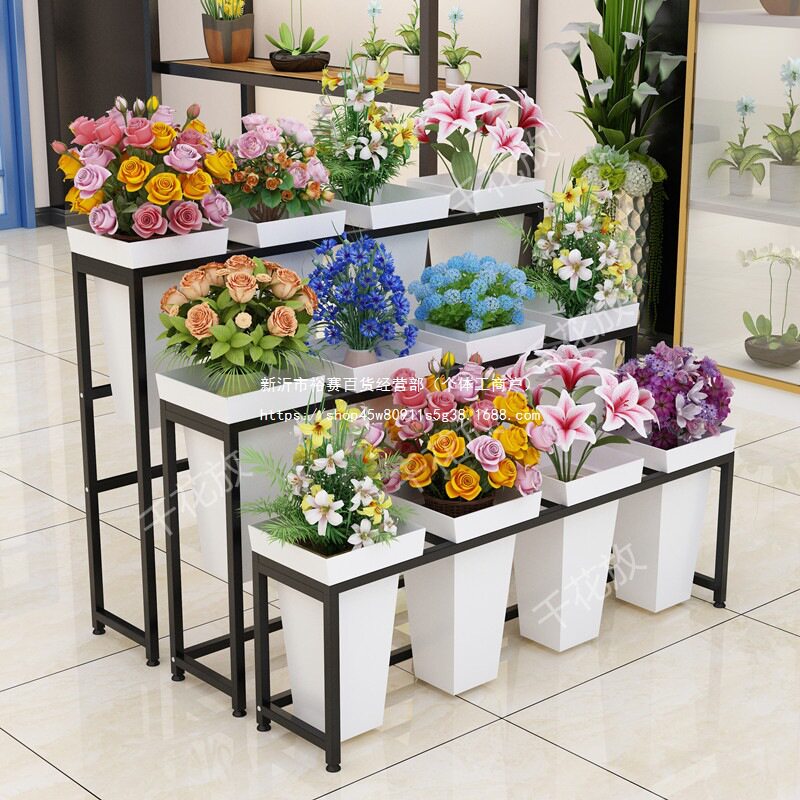 多层醒阶梯花架组合展示架货架花店花架花桶花桶网红铁艺鲜花金属