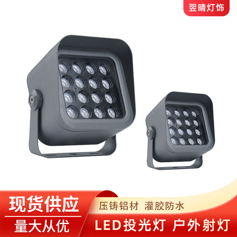 LED投光灯防水聚光方形投射灯园林绿化路灯景观插地照树灯超亮