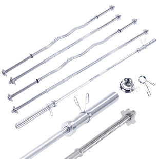 杠铃曲奥直杆1.2米1.8m举重配套螺母卡扣大小孔径3-5cm电镀哑铃杆