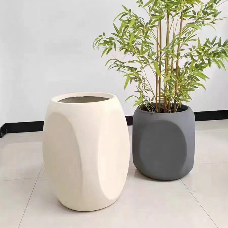 现代简约水泥花盆容器家居摆设阳台庭院花卉高盆超大号鎂泥盆盆景