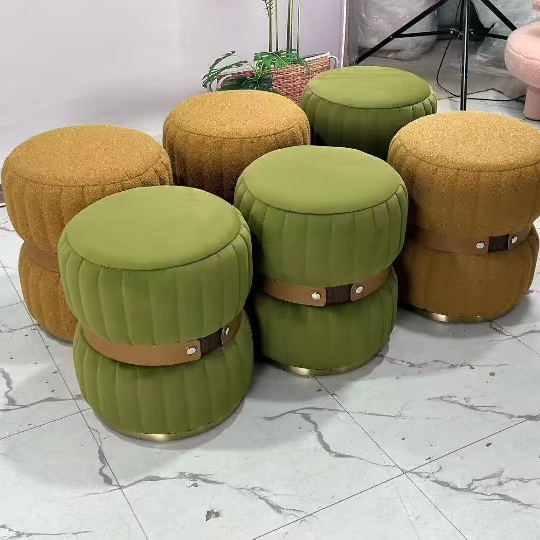 时尚网红轻奢沙发凳意式简约卧室梳妆凳整装家用创意现代客厅圆凳