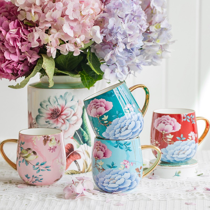 安娜16点国潮复古大马克杯骨瓷杯礼盒水杯咖啡杯套装杯子女夏陶瓷