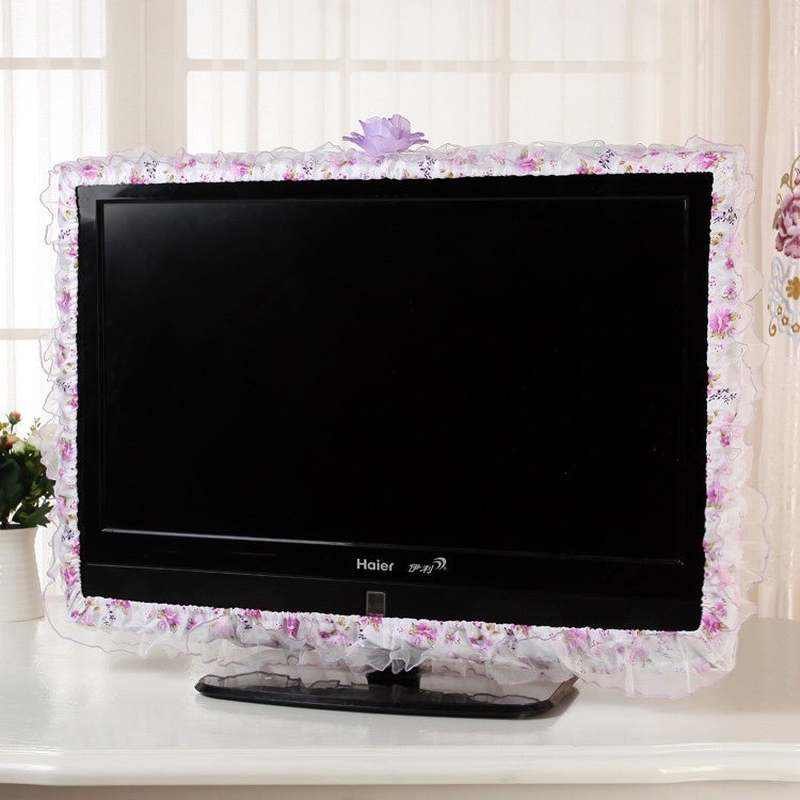电视机套防尘罩液晶55寸花边42装饰可爱43边框挂式50蕾丝布欧式