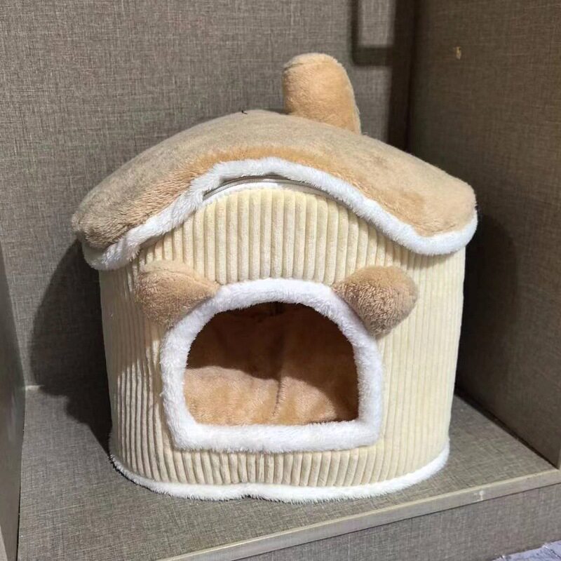 狗窝冬季保暖可拆洗房子型狗狗屋四季通用小型犬冬天半封闭式用品