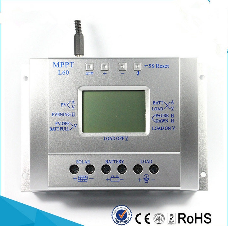 12V24V60A太阳能控制器L60电量电压电流液晶显示光伏充电控制器