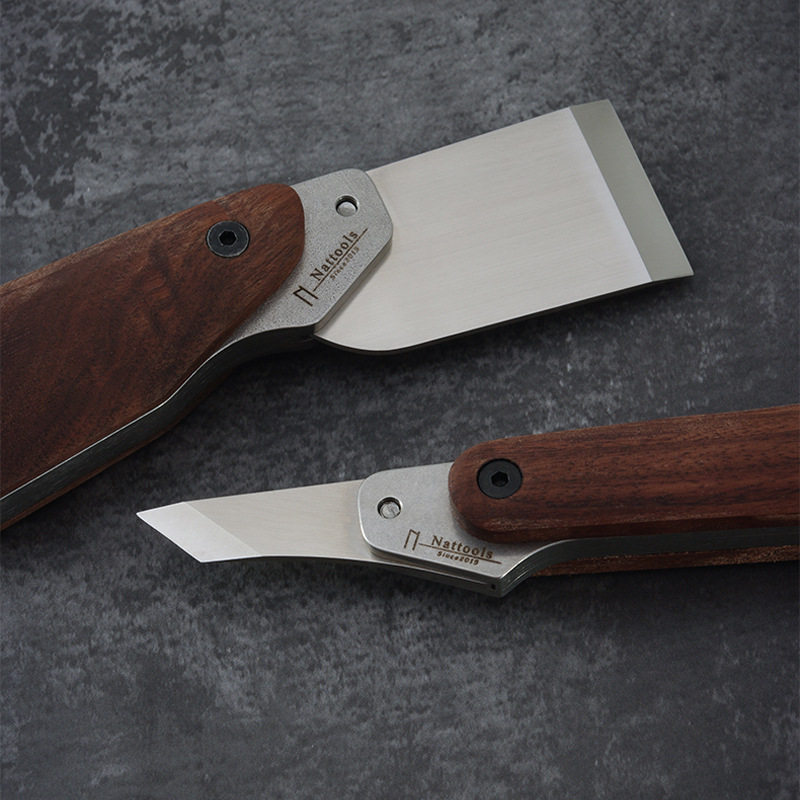 Nattools裁皮刀 黑胡桃木柄 皮革下料刀手工DIY皮具制作 活动刀头