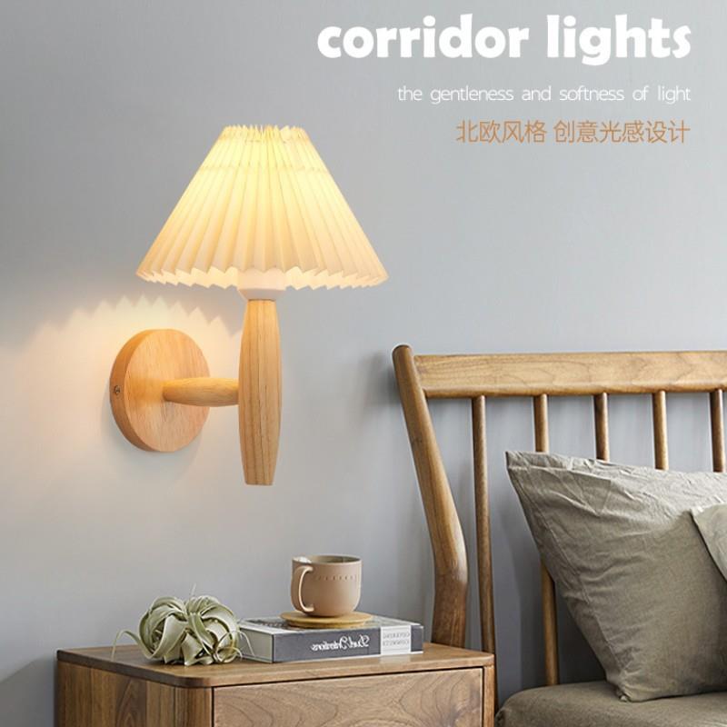 现代简约LED百褶伞壁灯书房卧室床头壁灯具酒店客房玄关阳台壁灯