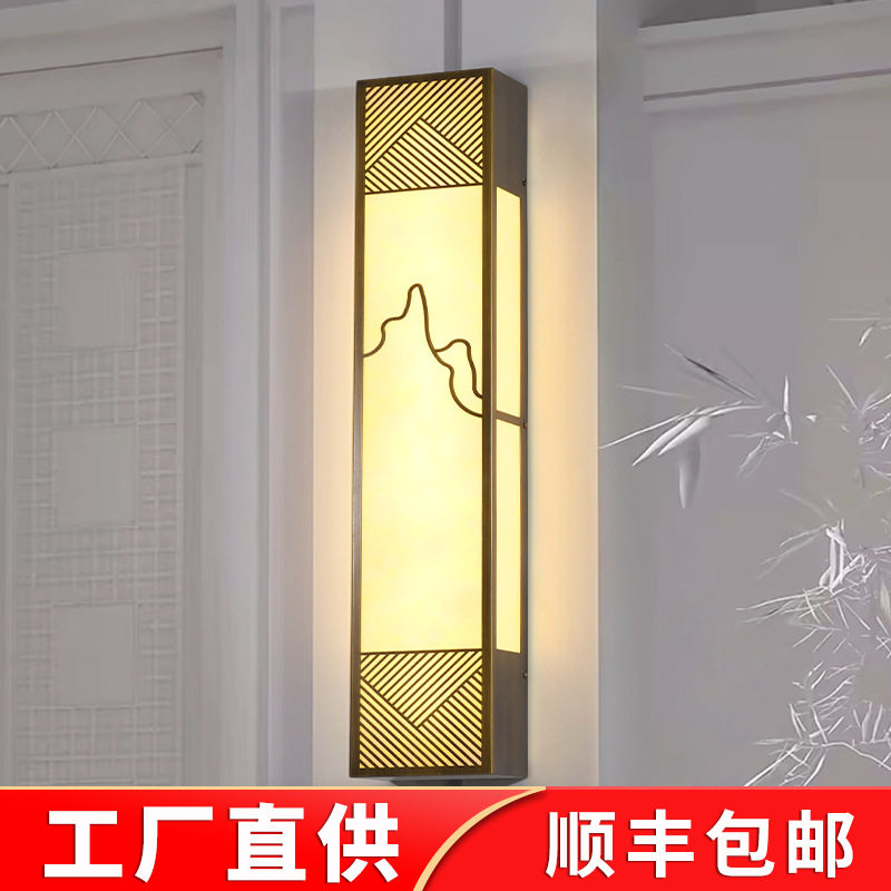 新中式户外防水壁灯复古仿云石室外围墙别墅庭院大门口两侧景观灯