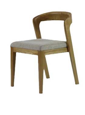 0YFJ半圆椅北欧实木餐椅 商用餐饮火锅店原木色白蜡木可叠V放靠背