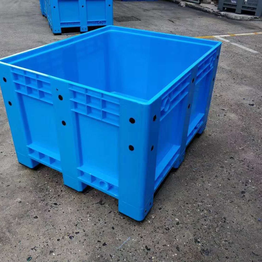 封闭大型1210卡板箱带盖周转箱密封型折叠加厚塑料箱网格底部托盘