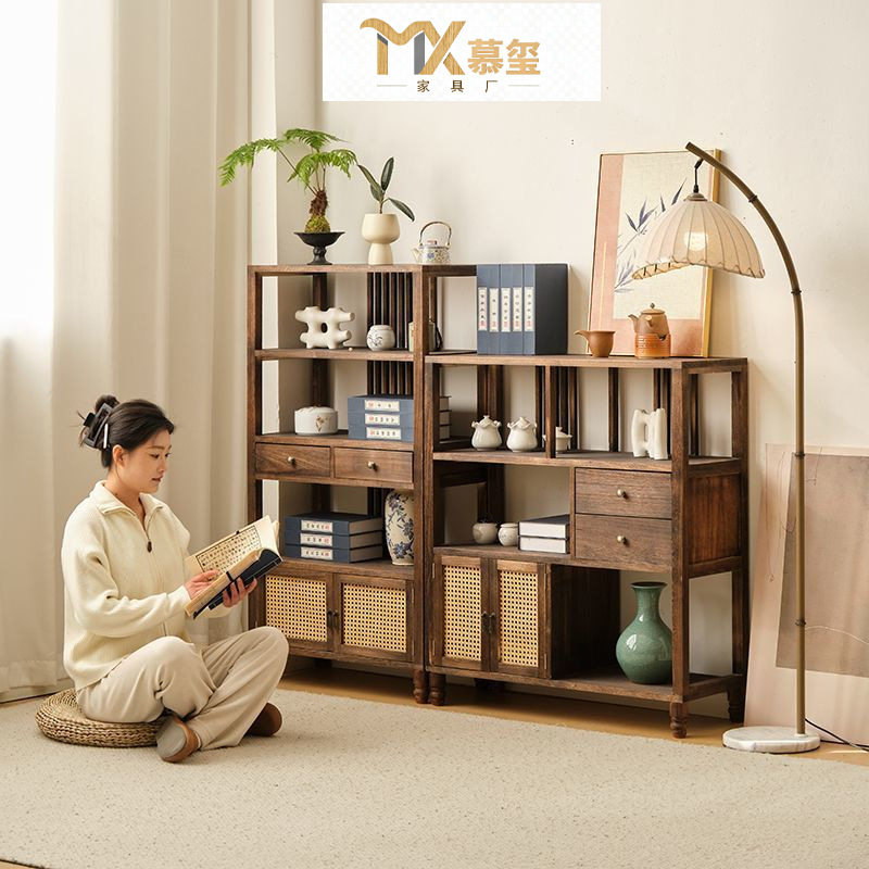 新中式实木博古架小型茶室茶壶茶具置物架茶柜展示柜收纳柜茶边柜