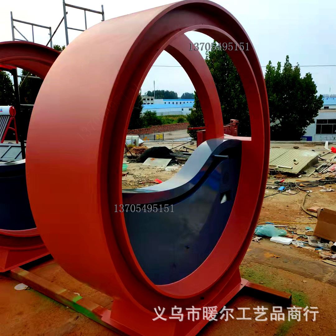义乌暖尔外公园广场不锈钢圆形造型七彩发光脚踩传感景观互动单车
