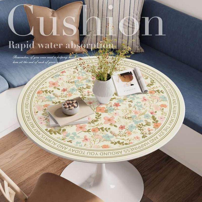 清新简约碎花圆形桌垫小茶几垫圆桌子桌布免洗防水防油防烫轻奢高,居家布艺,桌布,淘宝优惠券,粉丝福利购,淘宝优惠卷