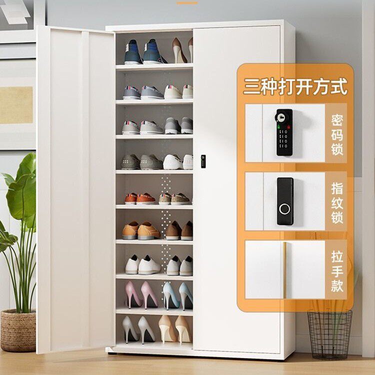 带锁鞋架入户门口玄关靠墙可调节家用简约铁艺鞋柜加厚钢制收纳柜