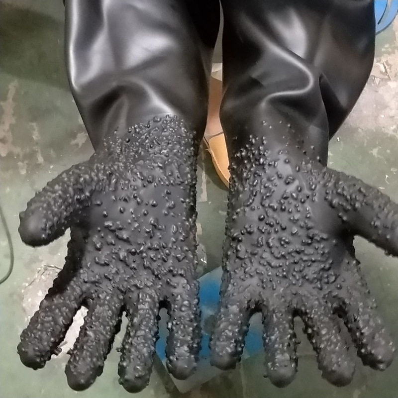 喷砂手套颗粒防滑耐磨黑色橡胶喷砂机专用防护配件喷涂机