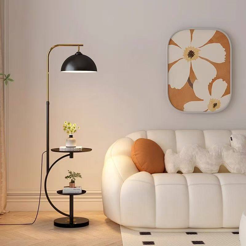 北欧奶油风置物落地灯客厅沙发边高级感卧室氛围创意摆件落地台灯