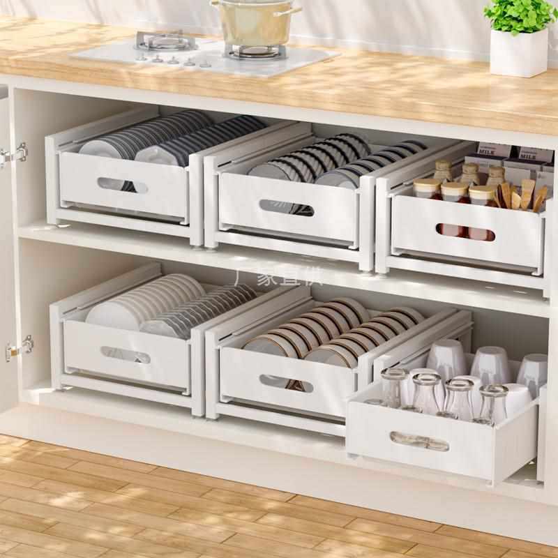 碗架收纳架厨房置物架放碗家用橱柜柜内抽拉式碗盘抽屉餐具杯子架