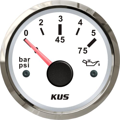 KUS正品 油压表 0-5bar 船用车用房车通用游艇配件 白色/黑色