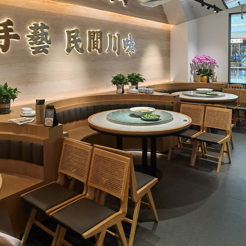 厂家直营批发中式主题餐厅包间餐饮桌椅卡座沙发组合套装来图可做