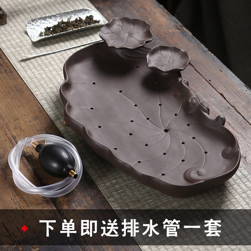 中式储水式紫砂干炮茶盘家居家用创意简约陶瓷一体排水茶台茶托盘