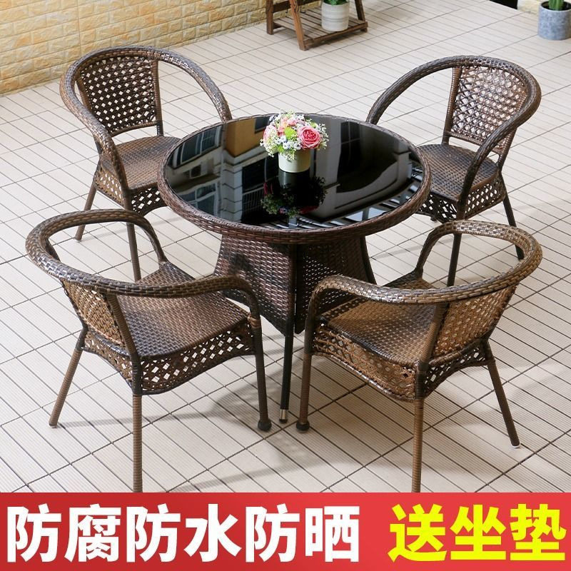户外藤椅单人靠背椅现代编织休闲家用阳台老人庭院室外扶手腾椅子