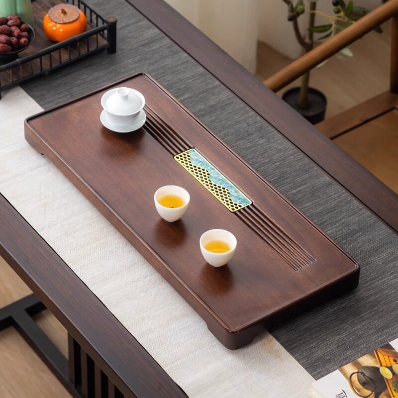 实木茶盘花梨木胡桃木茶台干泡茶畅宏整块茶杯原木茶桌复古茶桌