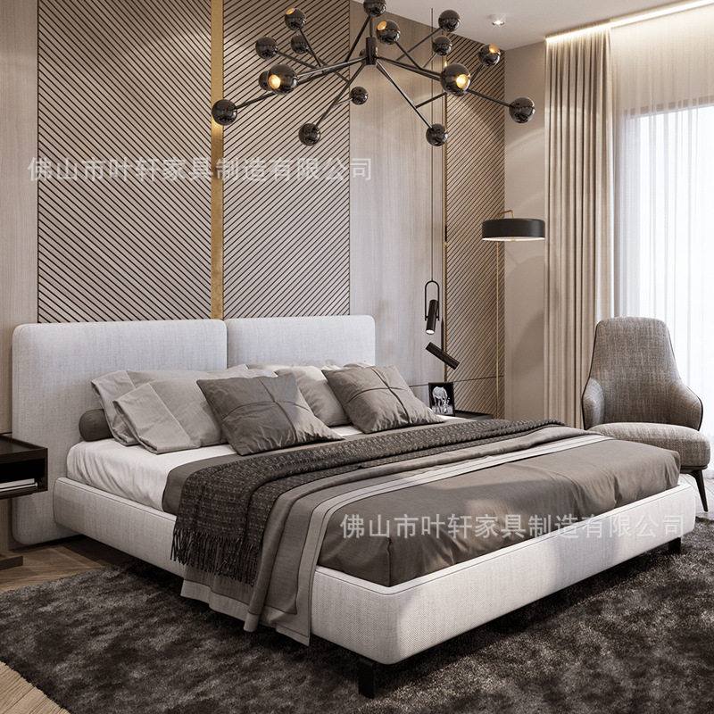 北欧现代简约酒店家具标间全套家具订置麻布软包床头出租房床架