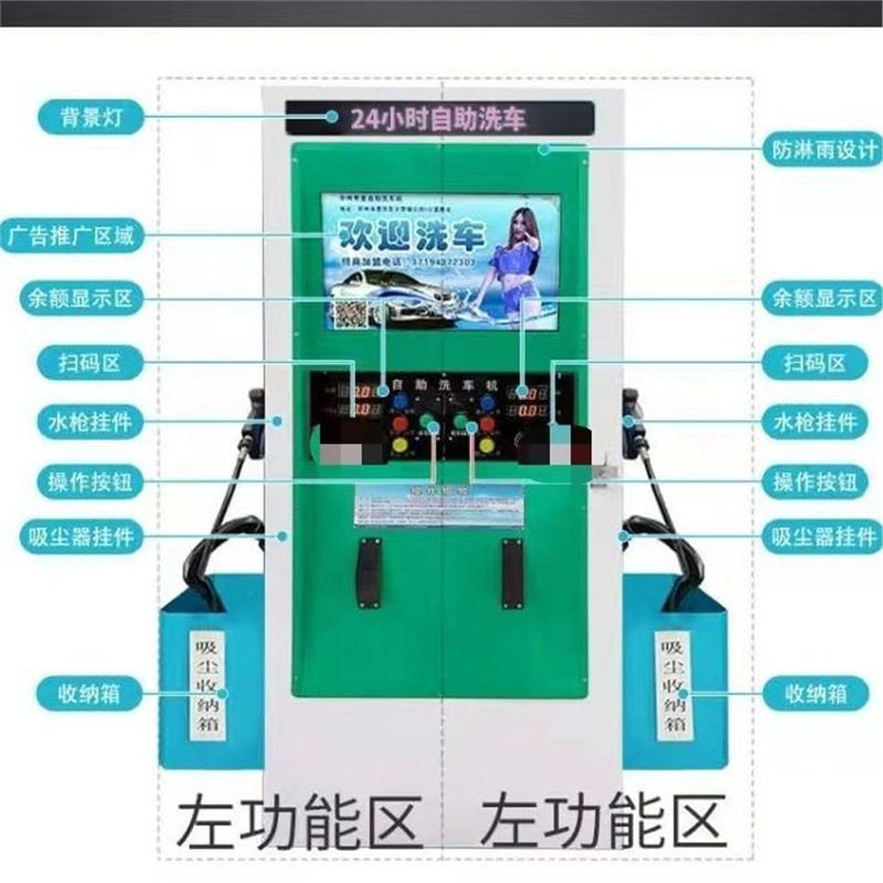 商用双机自助扫码共享洗车一体机