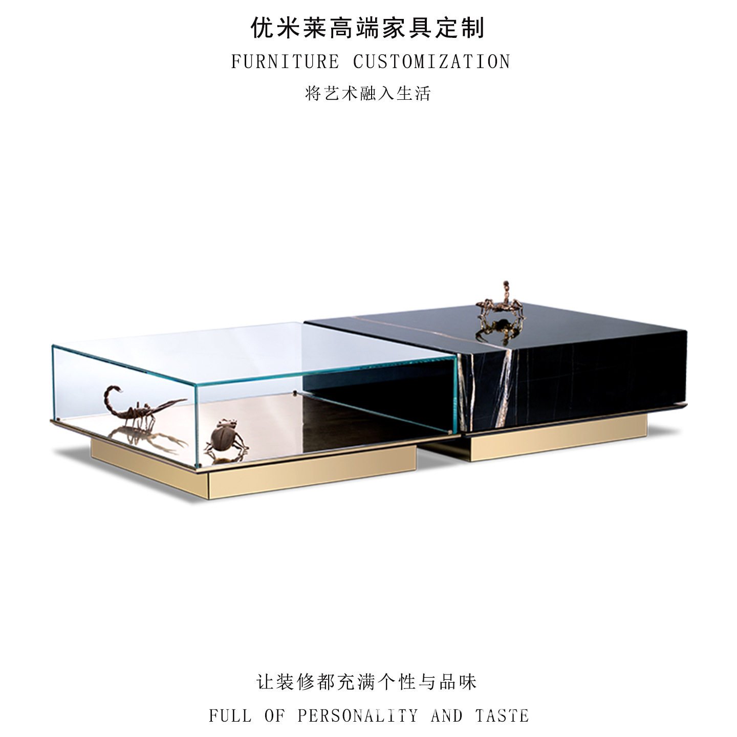 意式轻奢大理石钢化玻璃茶几高端别墅家用现代创意设计师艺术茶台