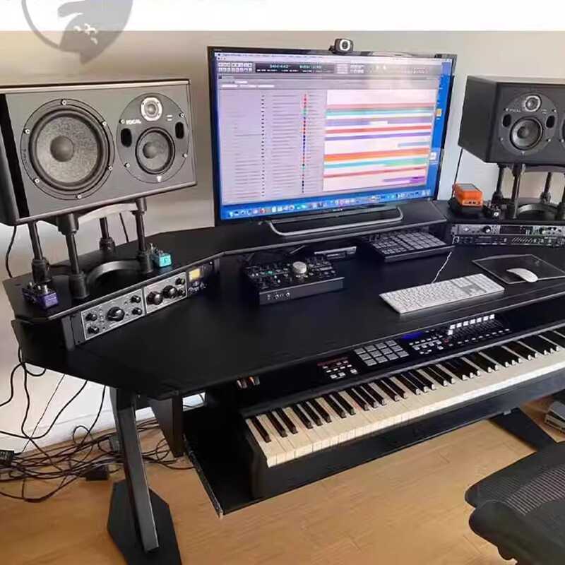 实木编曲桌工作台电子琴桌录音棚桌混音简约厂家音乐制作桌组装