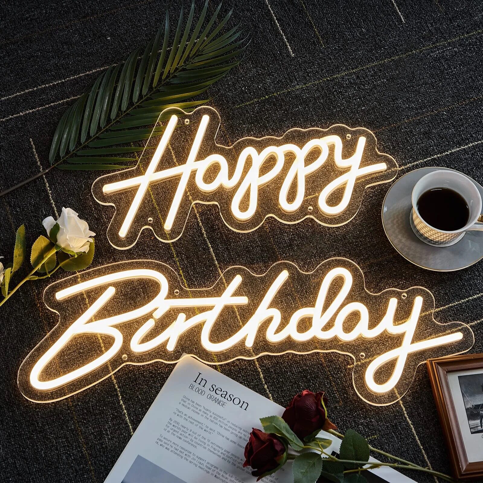 批发/定制led霓虹灯12V生日快乐HappyBirthday派对灯饰广告牌