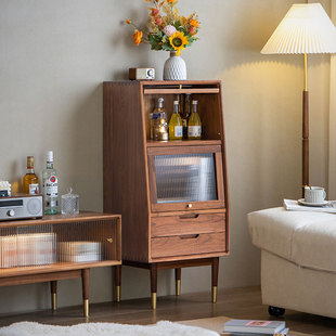 北欧实木黑胡桃木电视边柜客厅樱桃木沙发立柜储物斗柜餐厅酒柜