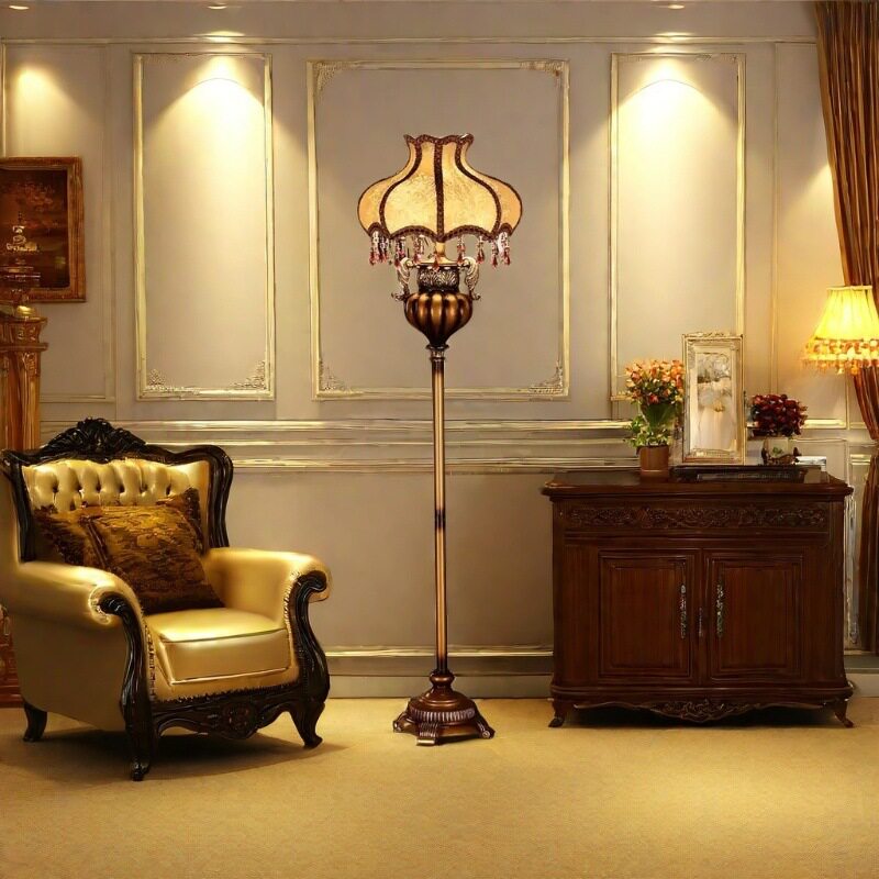 欧式客厅落地灯卧室书房 创意时尚奢华美式复古 艺术古典落地台灯