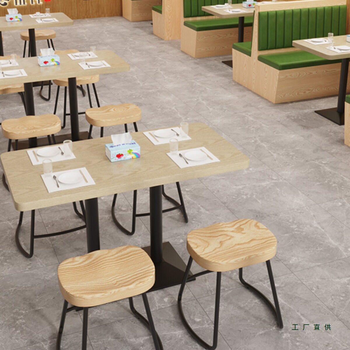 实木商用餐饮店卡座桌椅