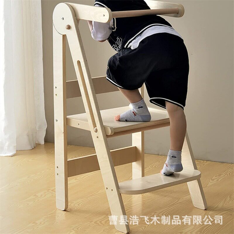 儿童实木可折叠防摔洗手台阶凳