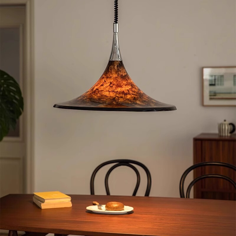 中古餐厅吊灯高端升降复古彩绘大厅岛台书房艺术创意设计师款灯具