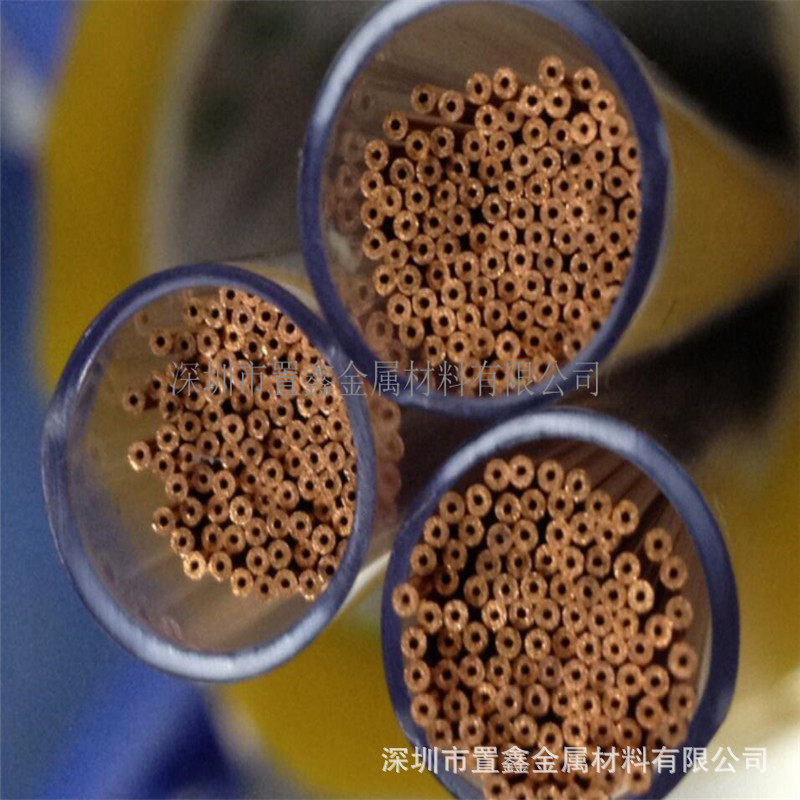 置鑫现货P批发T2紫铜毛细管切割铜套接头直通GT铜连接管纯铜管