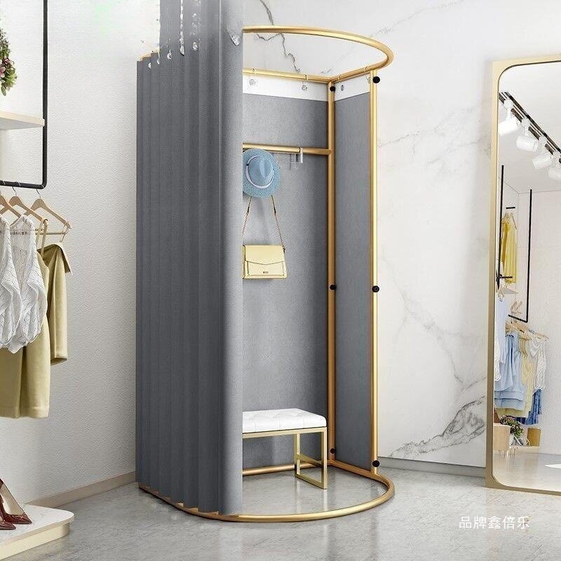 商场移动试衣间服装店落地便携式可折叠简易更衣室临时展示架门帘