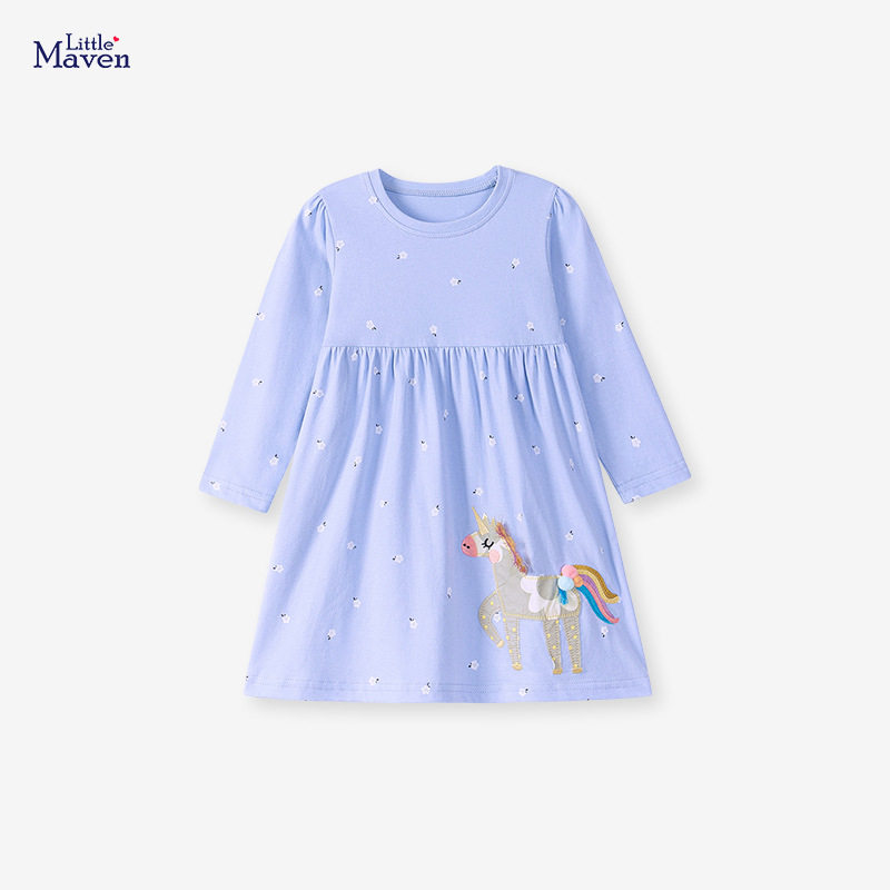 新款跨境外贸童裙批发 欧美卡通长袖女童连衣裙 秋季可爱儿童裙子