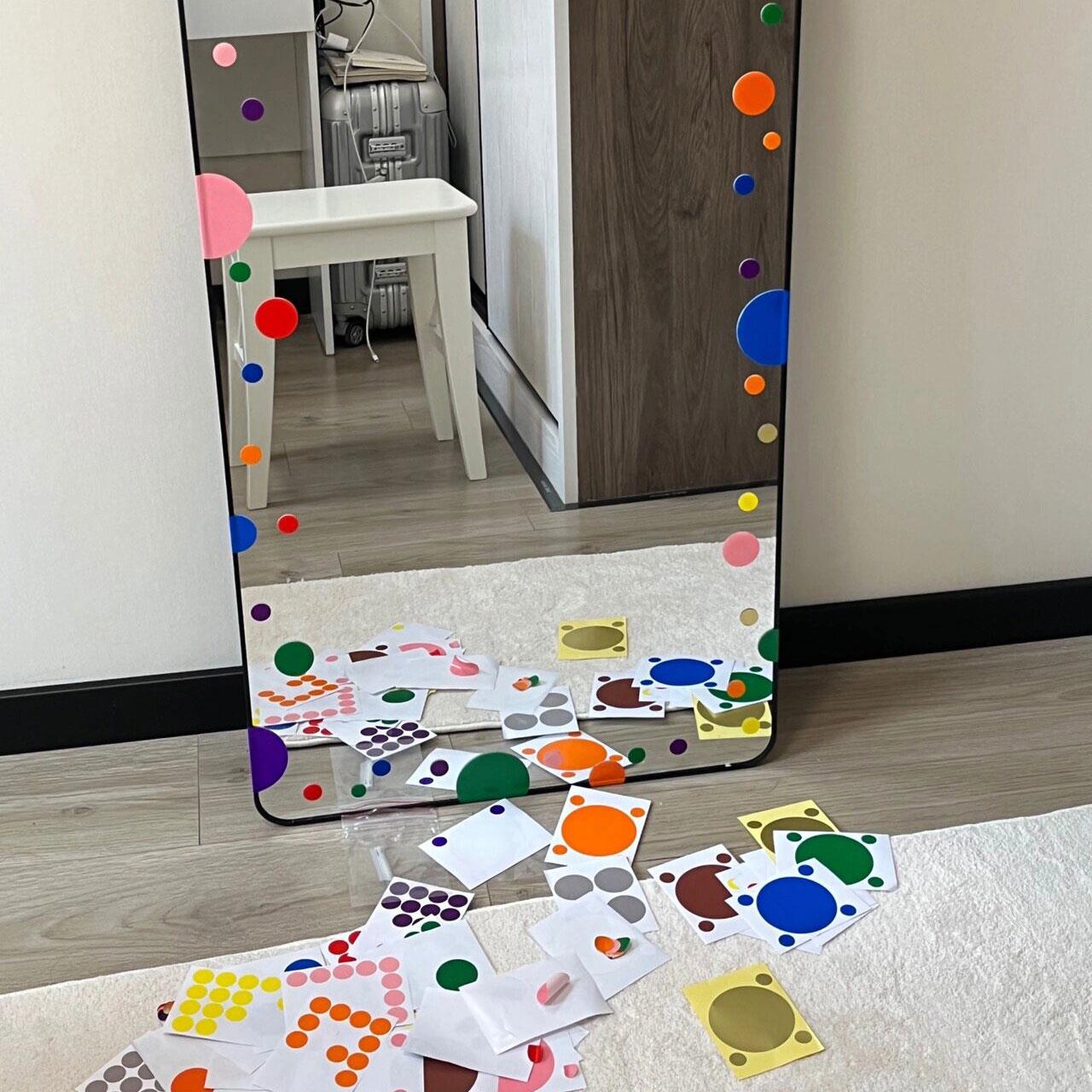 镜子装饰边框全身镜ins风落地镜diy改造材料包贴纸干花雪梨纸手工