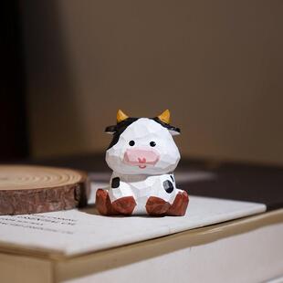 【精品版】丑牛手工木雕小摆件卡通可爱十二生肖系列装饰品礼物