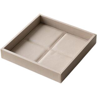 法式软装茶几托盘摆件高档皮革香薰首饰收纳托盘轻奢桌面玄关装饰