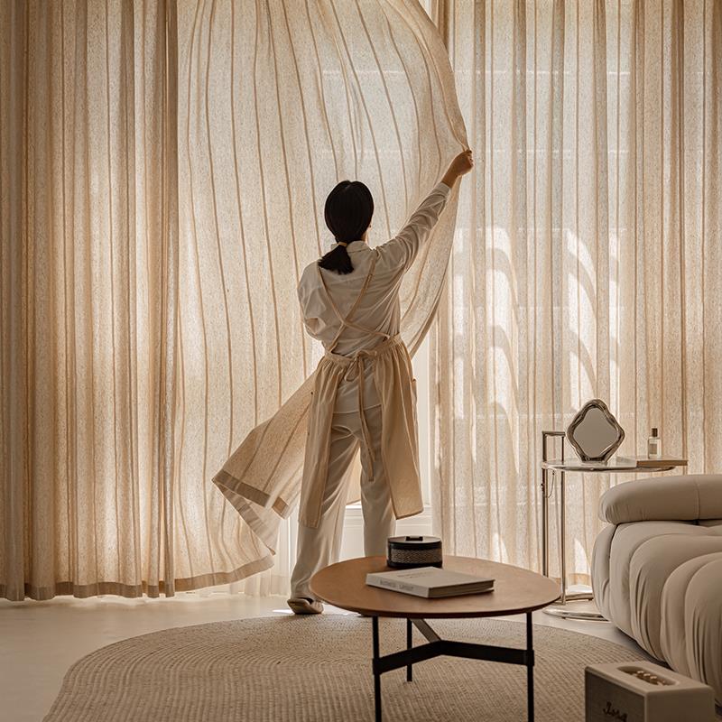 日式亚麻窗帘纱帘田园原木风小清新客厅卧室飘窗阳台棉麻布料定制