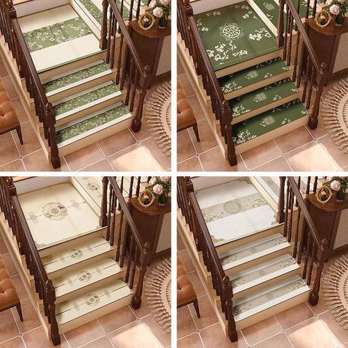 新中式楼梯保护垫家用旋转台阶耐脏地毯吸水防滑踏步垫硅藻泥垫子