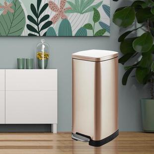 30升不锈钢垃圾桶大号方形脚踏式带盖办公室家用静音厨房北欧商用