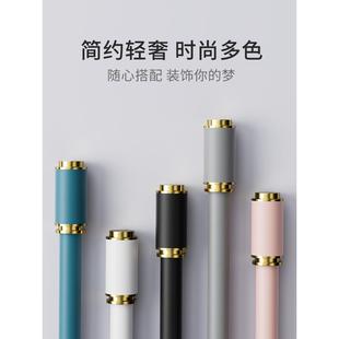 蓝色罗马杆窗帘杆单杆支架托双杆杆子固定座全套铝合金轨道打孔式