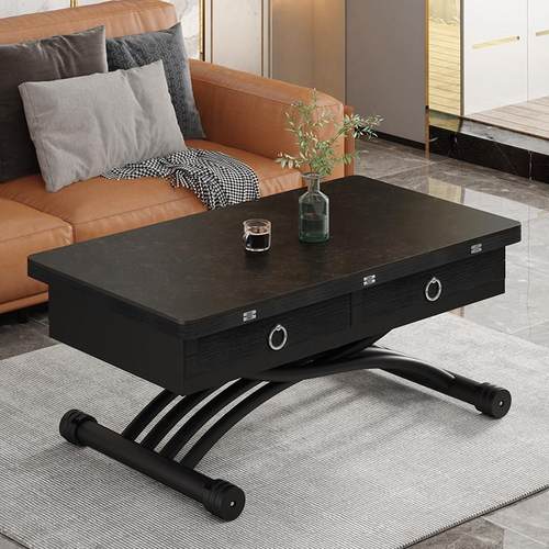 多功能升降茶几餐桌两用一体式小户型方形家用多功能折叠岩板伸缩